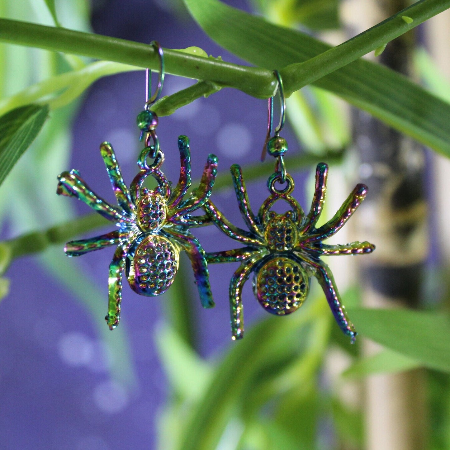 Spider Earrings, Rainbow Earrings, Insect Earrings, Spider Lovers Gift, Creepy Spider Dangle Earrings, Halloween Earrings, Cosplay Earrings