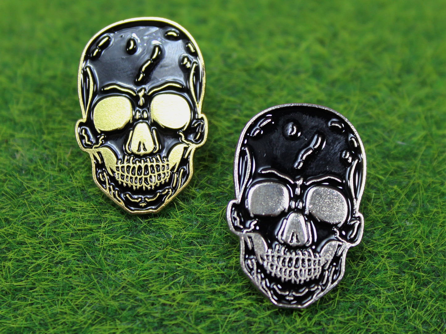 Black Skull Pin Badge, Silver Skull Badge, Gold Skull Pin, Gothic Enamel Pin, Punk Accessories, Gift for Him, Brooch, Skull Pin