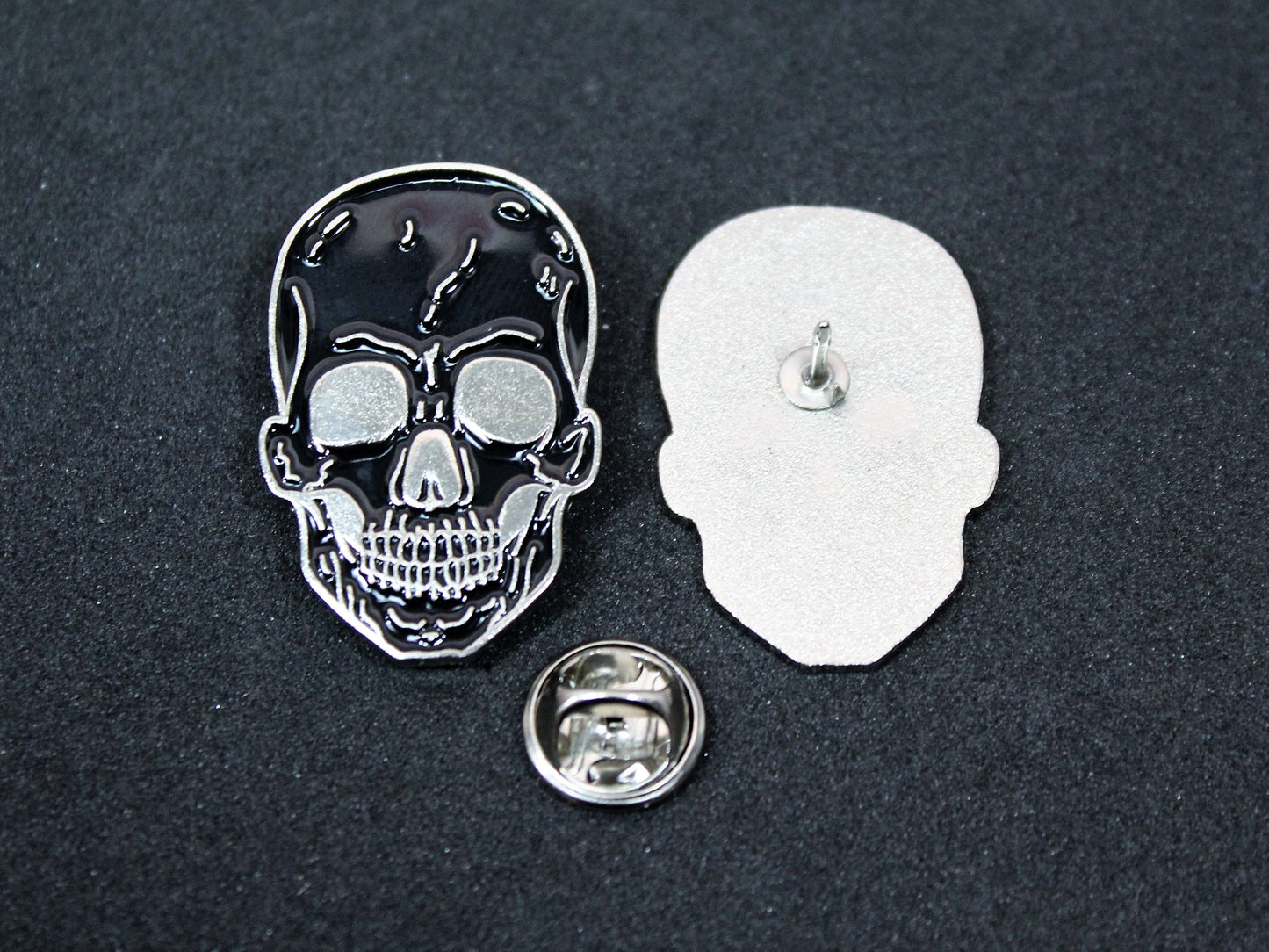 Black Skull Pin Badge, Silver Skull Badge, Gold Skull Pin, Gothic Enamel Pin, Punk Accessories, Gift for Him, Brooch, Skull Pin