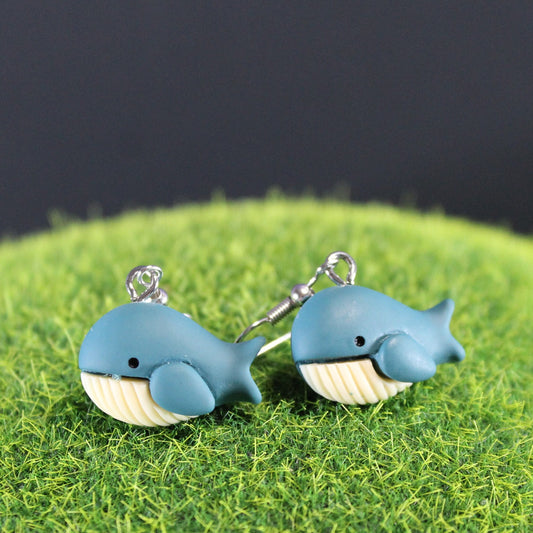 Blue Whale Dangle Earrings, Ocean Lovers Gift, Ocean Jewellery, Whale Stud Earrings, Ocean Earrings, Valentines Day Gift, Marine Earrings