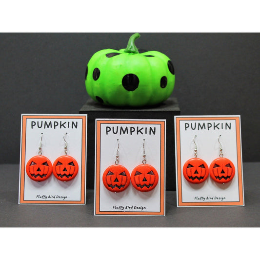 Pumpkin Dangle Earrings, Orange Pumpkin Face Earrings, Spooky Earrings, Cute Party Jewellery, Halloween Accessories, Face Earrings