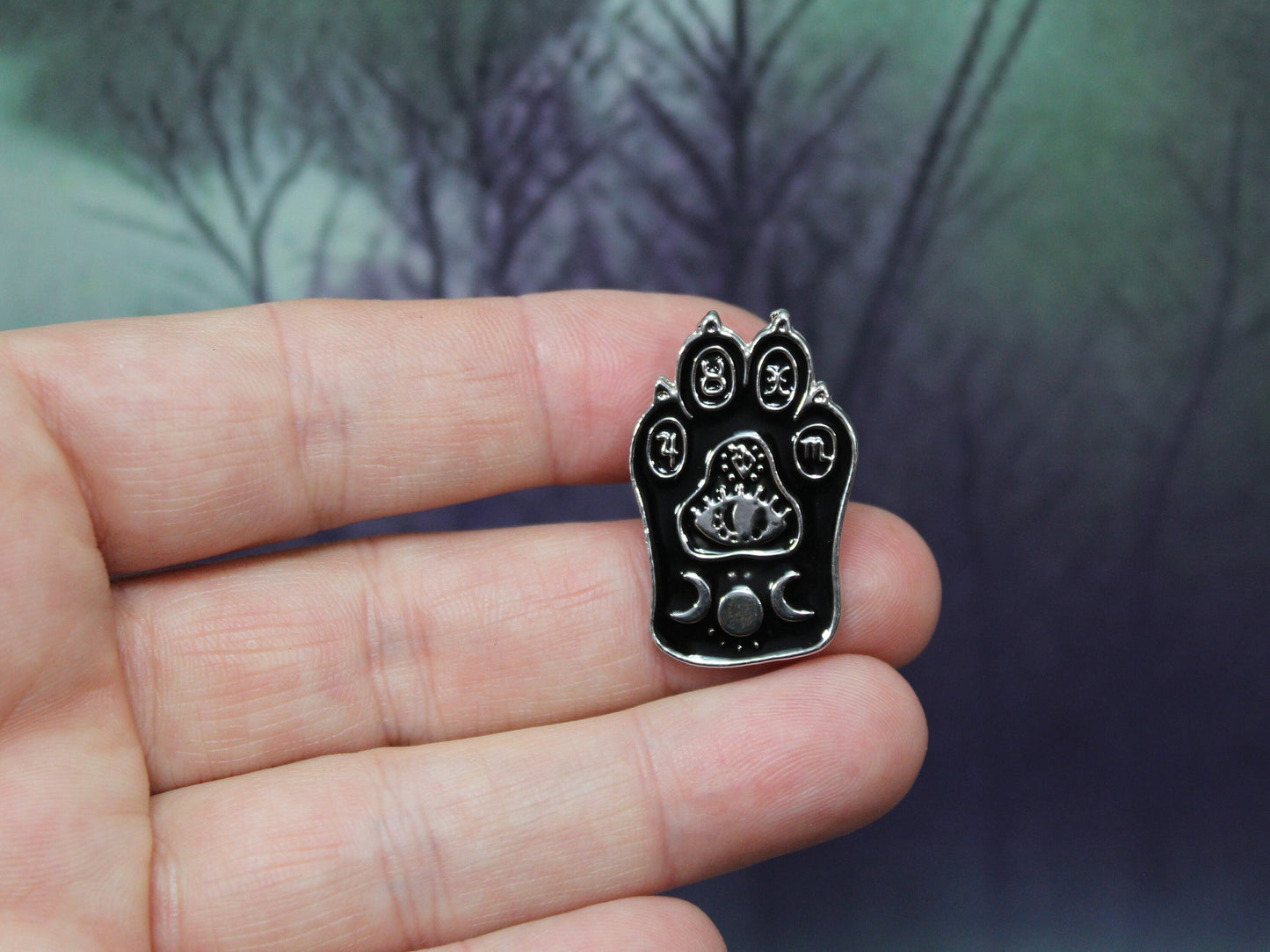 Black Cat Enamel Pin, Cat Paw, Constellation Cat Pin, Animal Pin Badge, Witch Pin, Animal Pin, Good Luck Gift, Mystic Pin