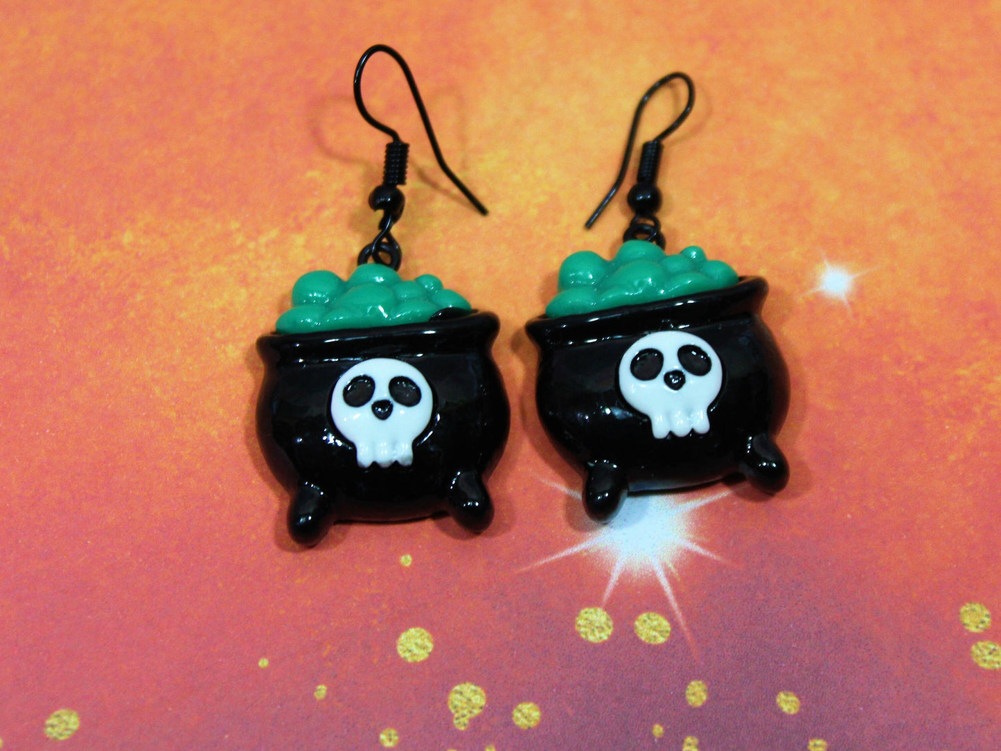 Cauldron Dangle Earrings, Witchy Jewellery, Wiccan Witch Earrings, Halloween Accessories, Magical Earrings, Occult Fashion