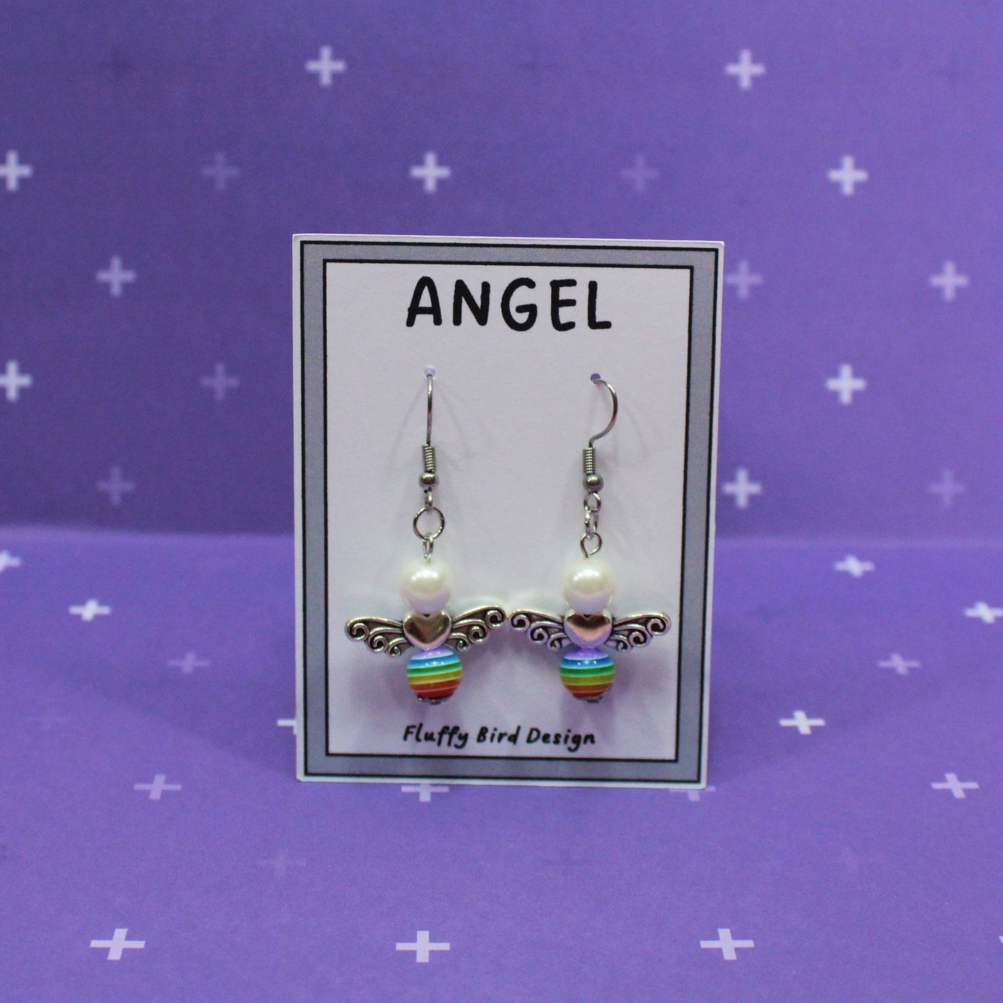 Rainbow Angel, Over the Rainbow, Angel Wing Rainbow Earrings, Festival Jewellery,  Boho Chic Jewellery , Dangle Earrings, Christmas Angel