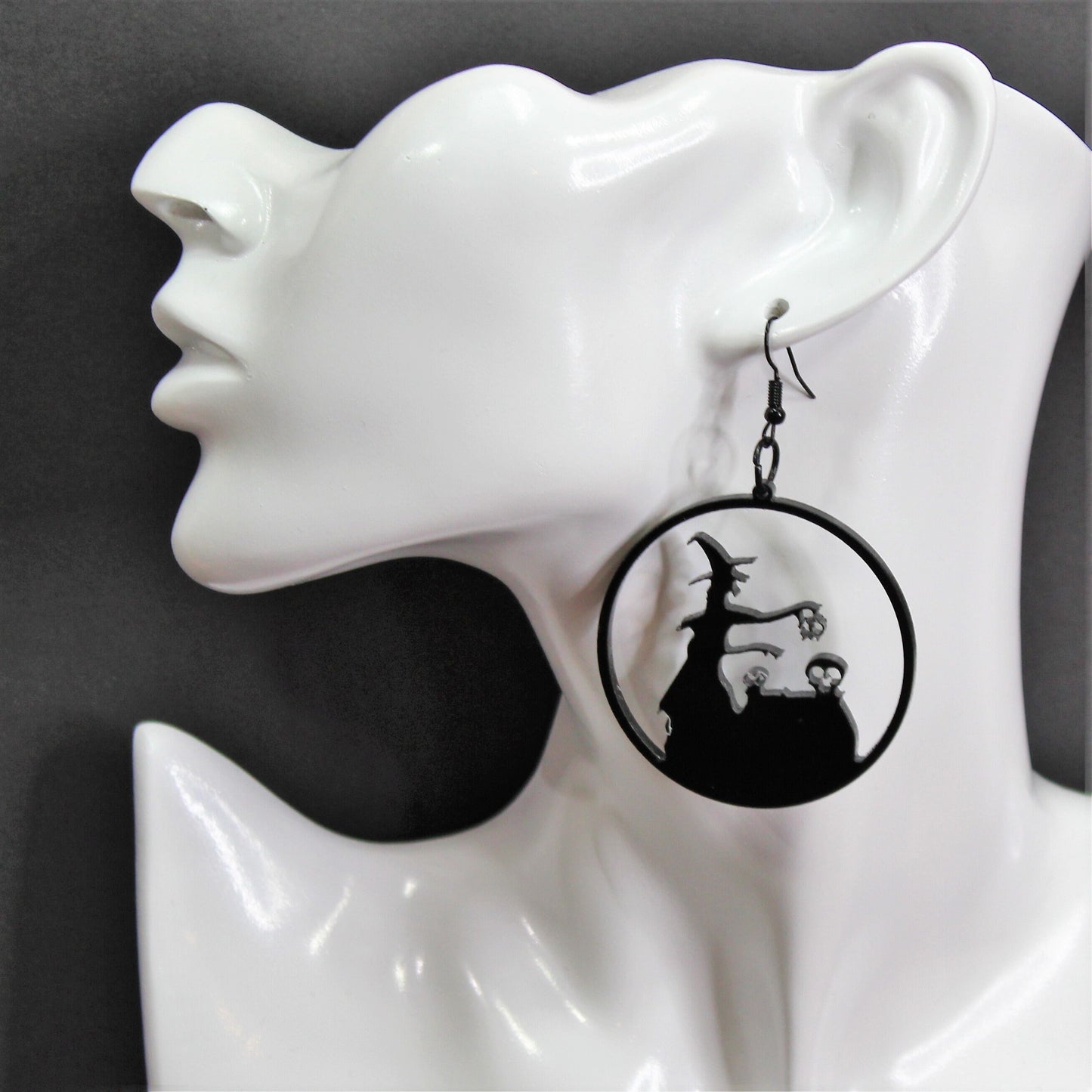 Witch Earrings, Spooky Acrylic Earrings, Perfect for Halloween Parties, Large Dangle Black Earrings,  Halloween Costume, Hocus Pocus, Salam