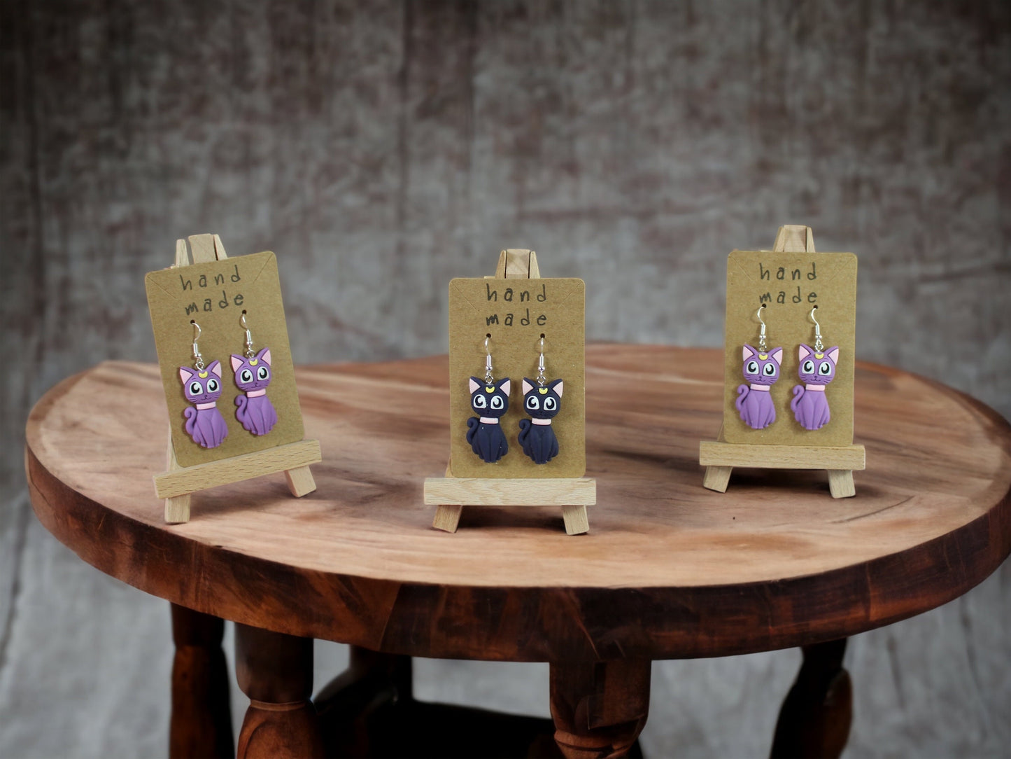 Black Cat Earrings, Purple Cat Earrings, Cat Lovers Gift, Good Luck Gift, Crazy Cat Lady Gift, Mystic Cat Earrings, Teachers Cat, Kawaii Cat