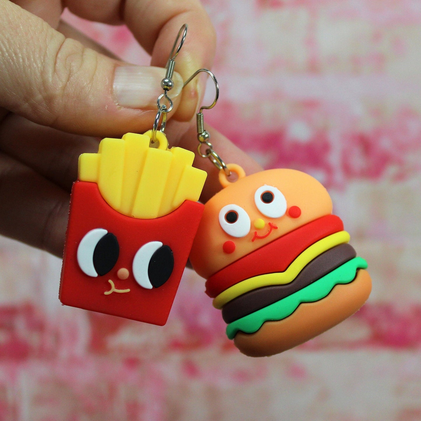 Burger and Fries, Chip Earrings, Burger Earrings Food Jewellery, Statement Dangle Earrings,  Fast Food Earrings, Kawaii Earrings