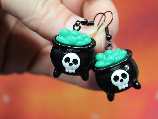 Cauldron Dangle Earrings, Witchy Jewellery, Wiccan Witch Earrings, Halloween Accessories, Magical Earrings, Occult Fashion