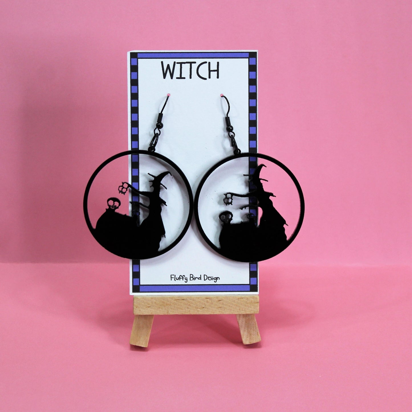 Witch Earrings, Spooky Acrylic Earrings, Perfect for Halloween Parties, Large Dangle Black Earrings,  Halloween Costume, Hocus Pocus, Salam