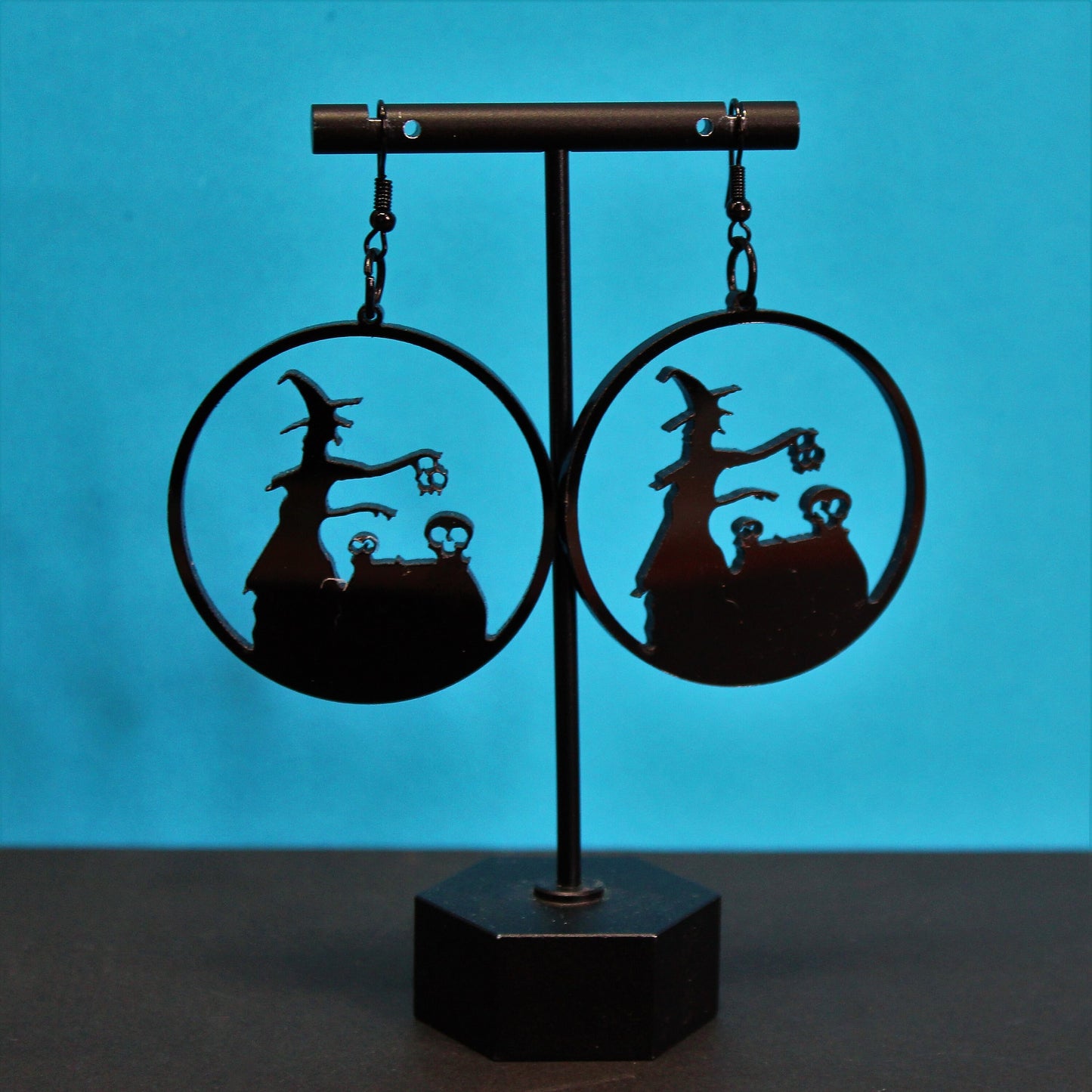 Witch Earrings, Spooky Acrylic Earrings, Perfect for Halloween Parties, Large Dangle Black Earrings,  Halloween Costume, Hocus Pocus, Salam