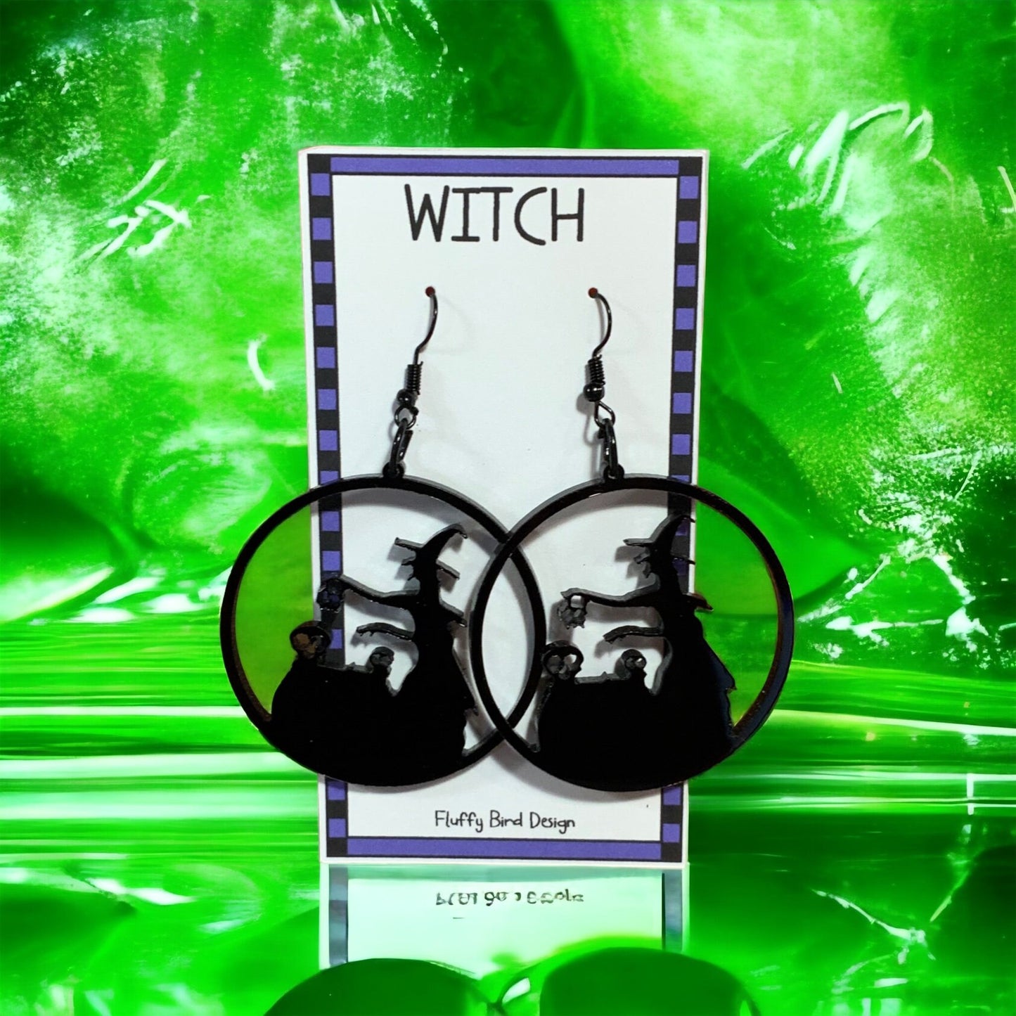 Witch Earrings, Spooky Acrylic Earrings, Perfect for Halloween Parties, Large Dangle Black Earrings,  Halloween Costume, Hocus Pocus, Salam