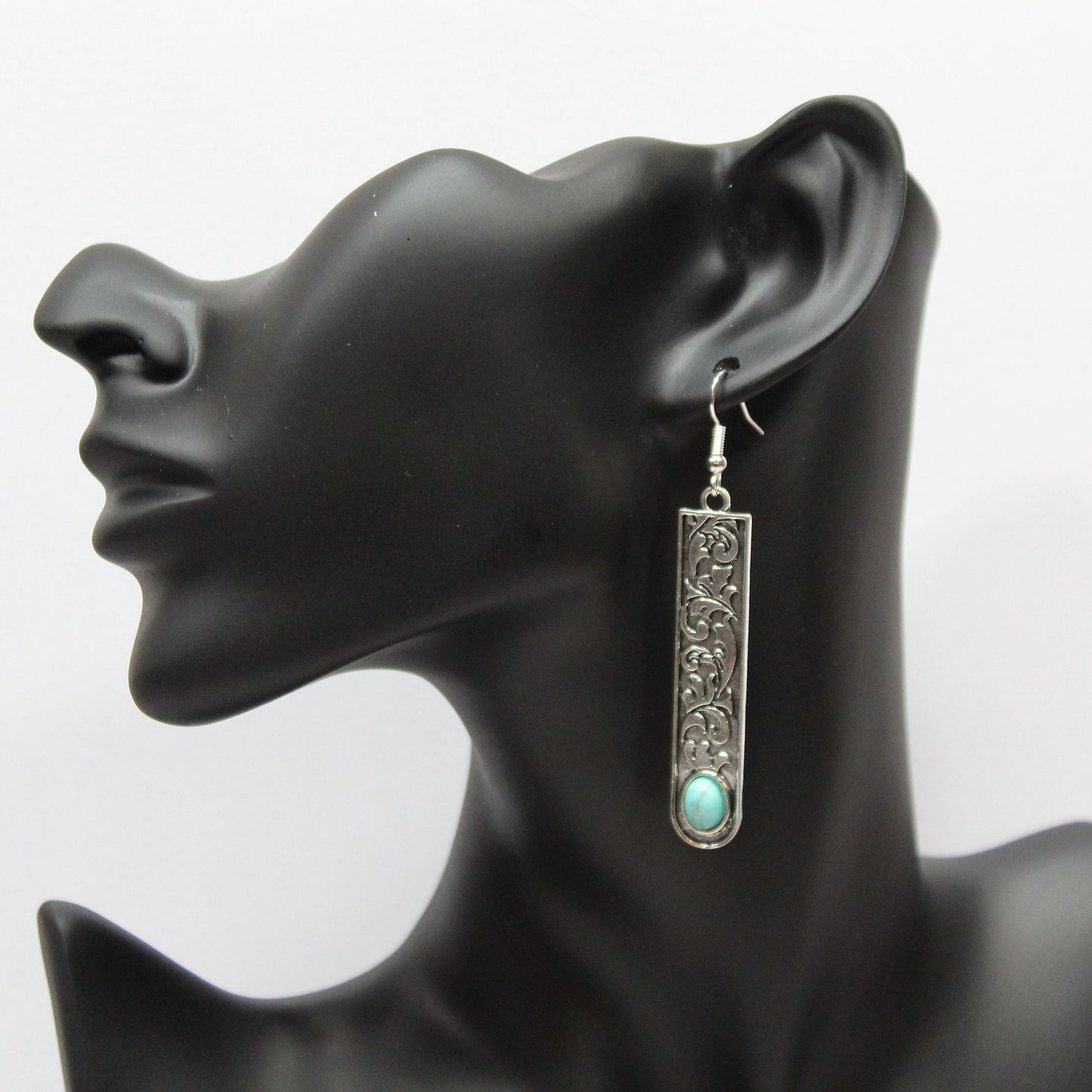 Boho Dangle Earrings, Tibetan Silver Drop Earrings, Ethnic Earrings, Aztec Earrings, Bohemian Earrings, Boho Jewellery, Turquoise Stone