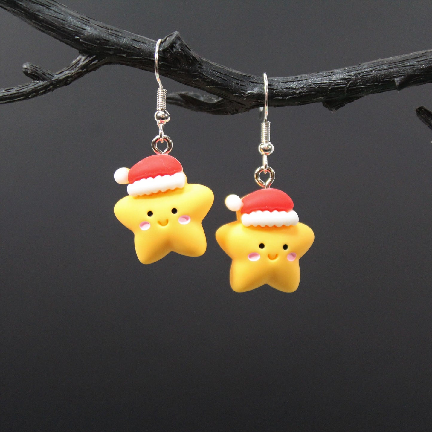 Star Earrings, Christmas Star Earrings, Festive Santa Hat Jewellery, Holiday Sparkle, Christmas Party, Xmas Gift For Her, Kawaii Stars