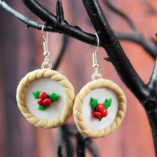 Mince Pie Earrings, Christmas Earrings, Festive Earrings, Kawaii Earrings, Christmas Jewellery, Stocking Fillers, Office Christmas Party