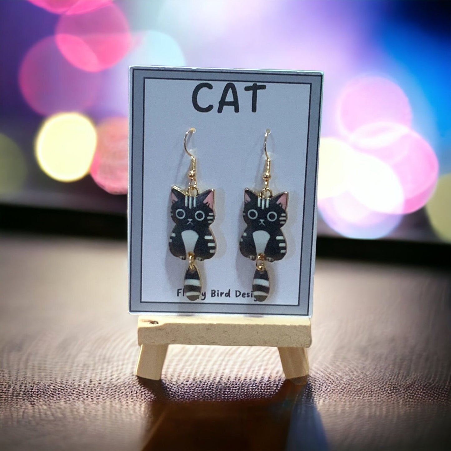 Cat Dangle Earrings - Unique Feline Jewellery for Cat Lovers, Kitty Earrings, Chic Cat Earrings, Witchy Cat Accessories, Dangle Earrings