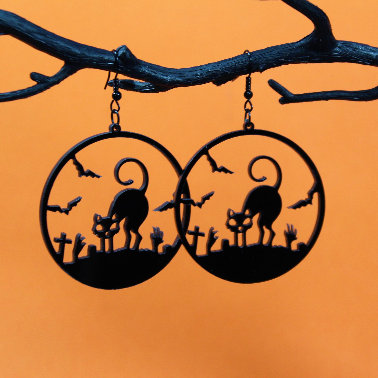 Cat Earrings, Spooky Acrylic Earrings, Halloween Parties,  Black Cat Earrings,  Halloween Costume, Hocus Pocus, Salam, Witches Cat