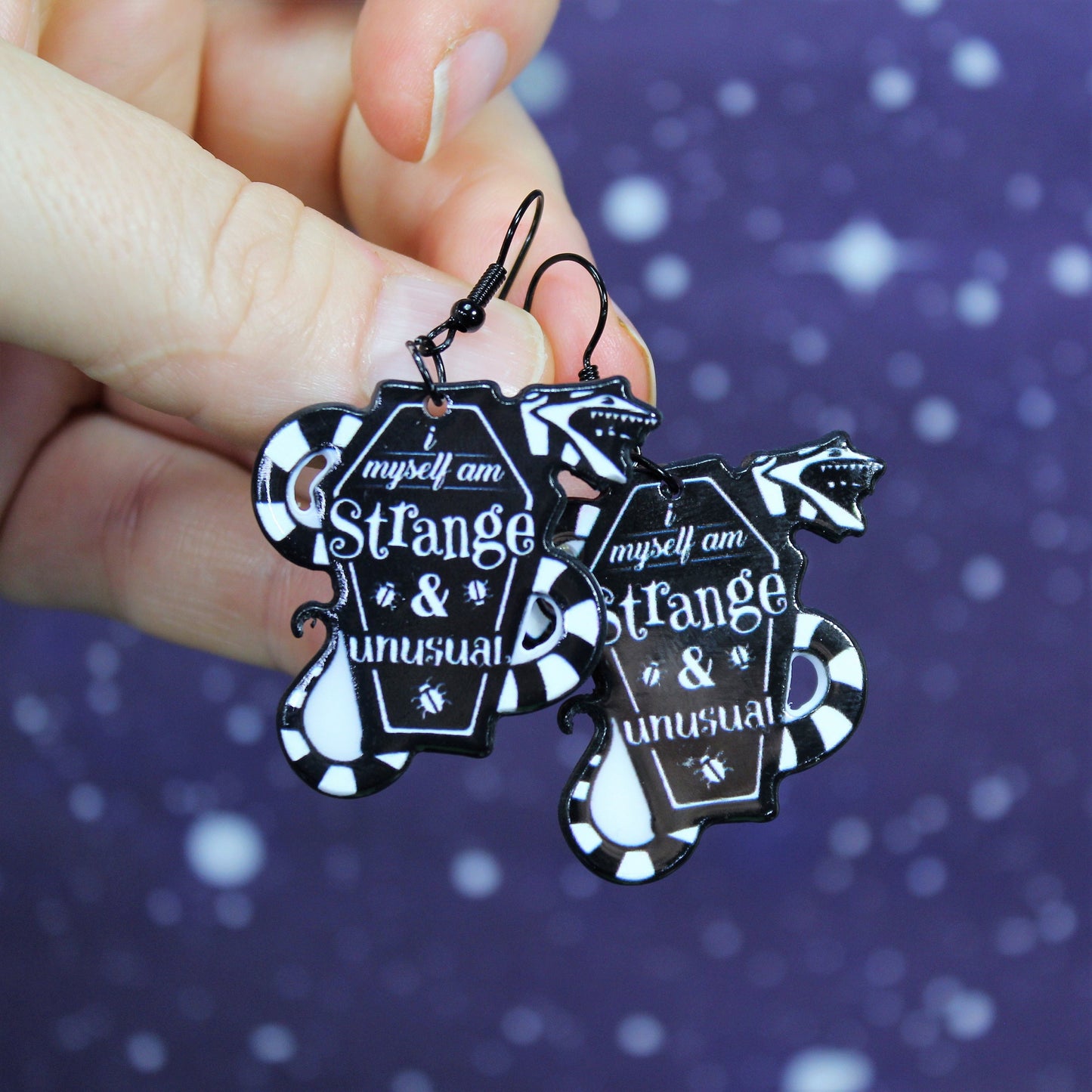 Strange and Unusual Earrings,  Never Trust The Living Earrings, Gravestone Earrings, Beetlejuice Movie