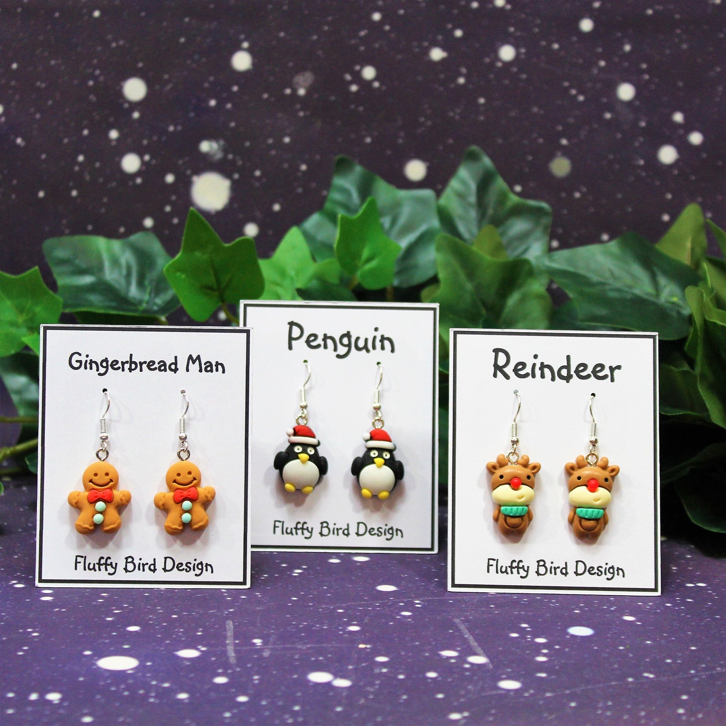 Christmas Earrings, Penguin Earrings, Gingerbread Man Earrings, Reindeer Earrings, Festive Jewellery, Christmas Earring Set, Xmas