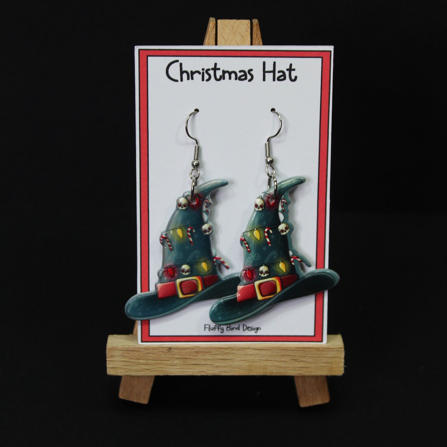 Christmas Hat, Christmas Hat Dangle Earrings, Witchy Christmas Jewellery, Witches Accessories, Hoilday Accessories,