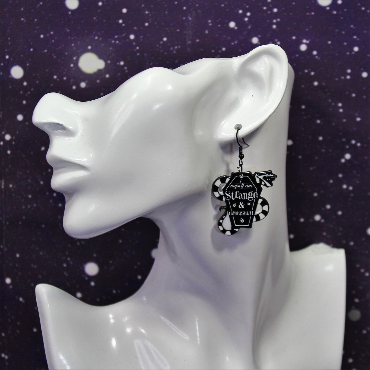 Strange and Unusual Earrings,  Never Trust The Living Earrings, Gravestone Earrings, Beetlejuice Movie