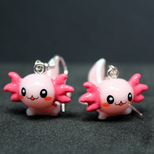 Axolotl Earrings, Cute Axolotl Dangle Earrings, Fish Lover Gift, Unique Earrings, Quirky Accessories, Minecraft Axolotl, Gamers Gift