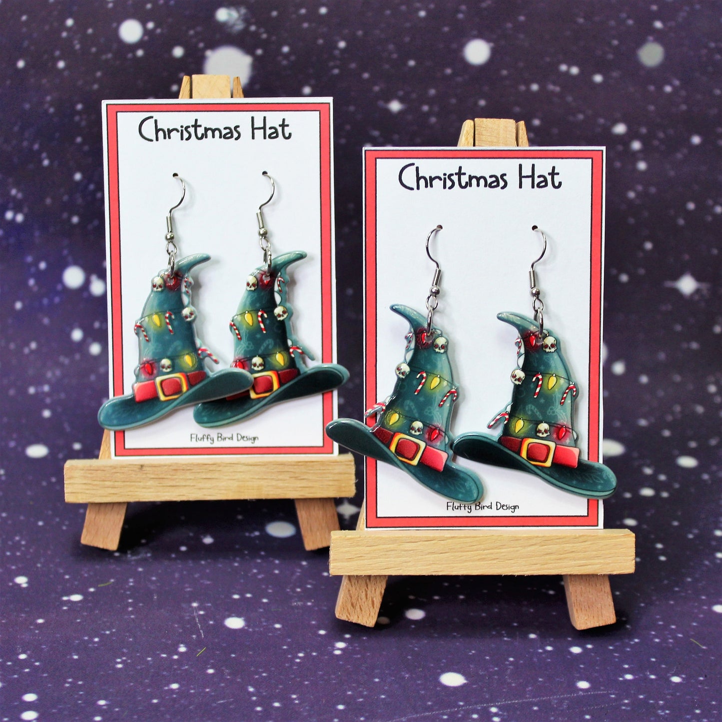 Christmas Hat, Christmas Hat Dangle Earrings, Witchy Christmas Jewellery, Witches Accessories, Hoilday Accessories,