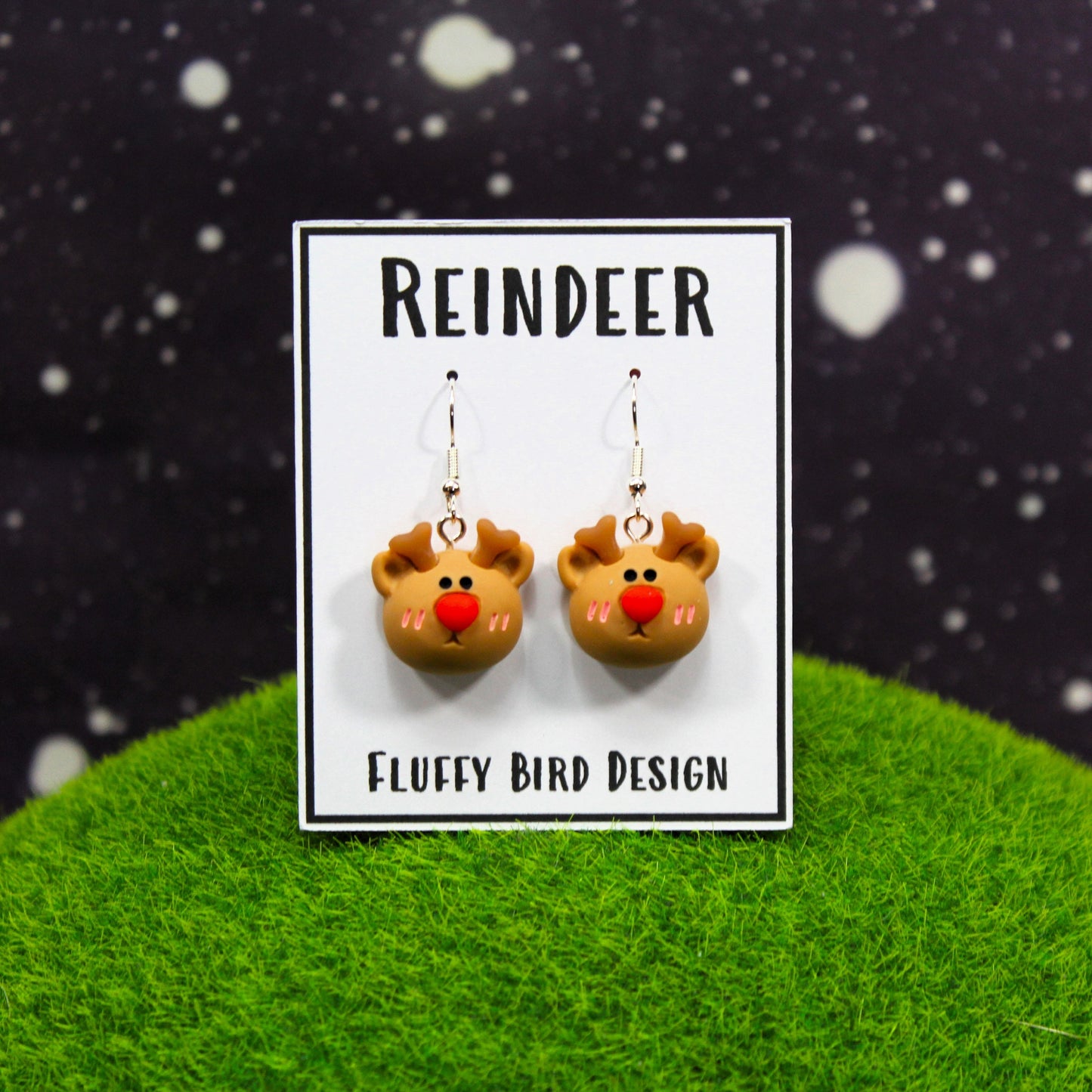 Reindeer Earrings - Cute Dangle Earrings for the Holiday, Rudolph Dangle Earrings for Xmas, Christmas Reindeers, Stag Earrings