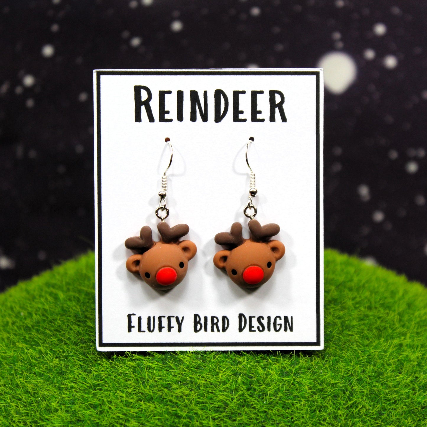 Reindeer Earrings - Cute Dangle Earrings for the Holiday, Rudolph Dangle Earrings for Xmas, Christmas Reindeers, Stag Earrings