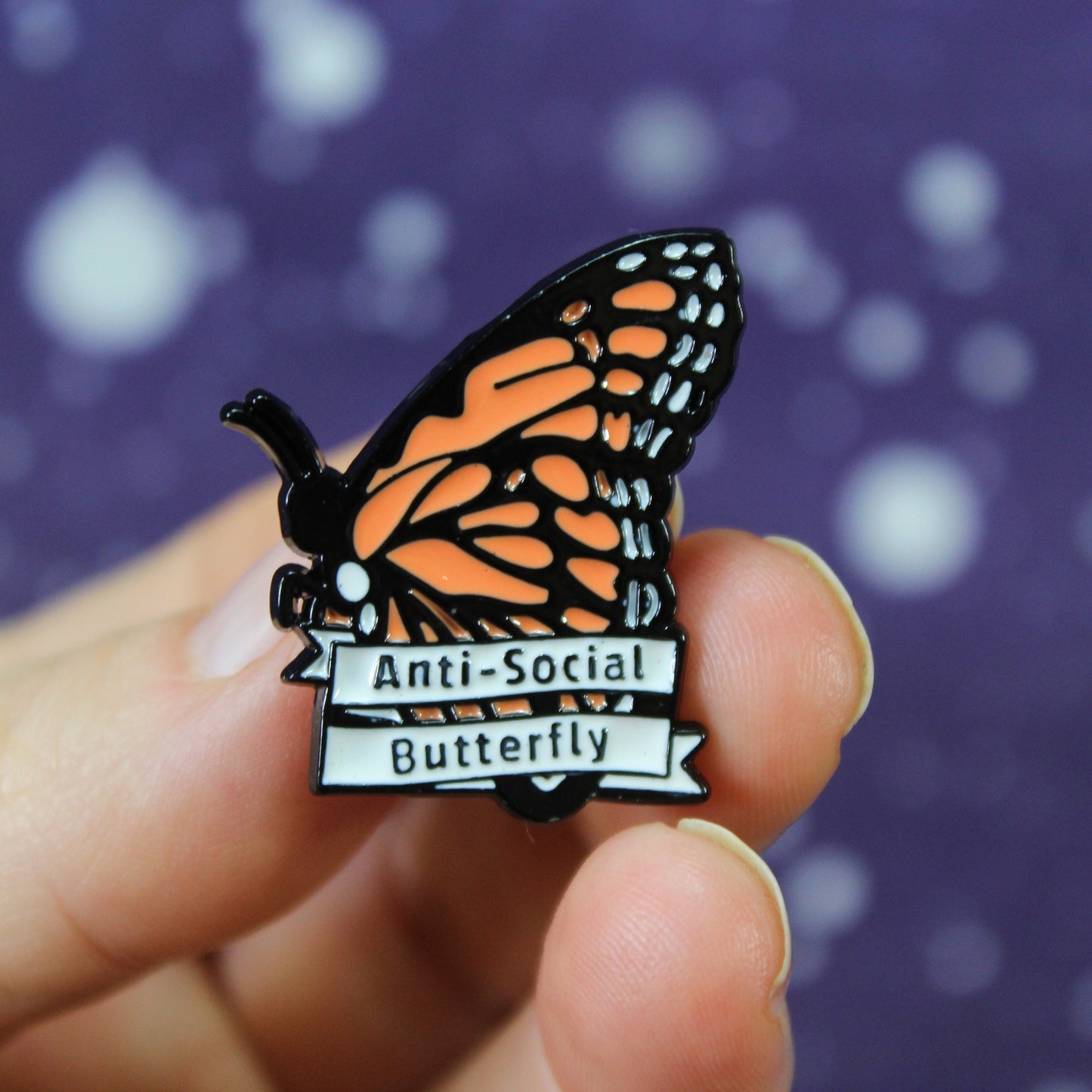 Enamel Pin Badge Anti Social Butterfly, Quirky Lapel Pin, Fun Brooch, Unique Accessory, Introvert Gift, Neurodivergent