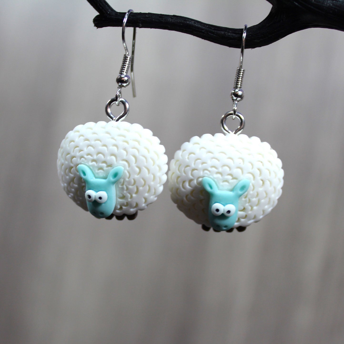 Sheep Dangle Earrings, Cute Animal Jewelry, Farm Animal Earrings, Sheep Lover Gift, Christmas Sheep, Farmyard Earrings