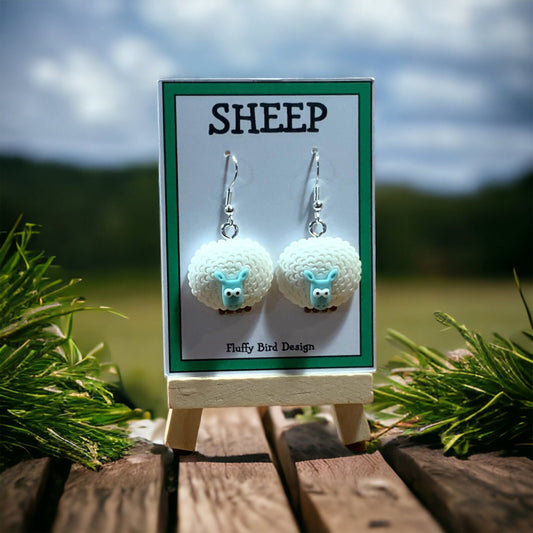 Sheep Dangle Earrings, Cute Animal Jewelry, Farm Animal Earrings, Sheep Lover Gift, Christmas Sheep, Farmyard Earrings