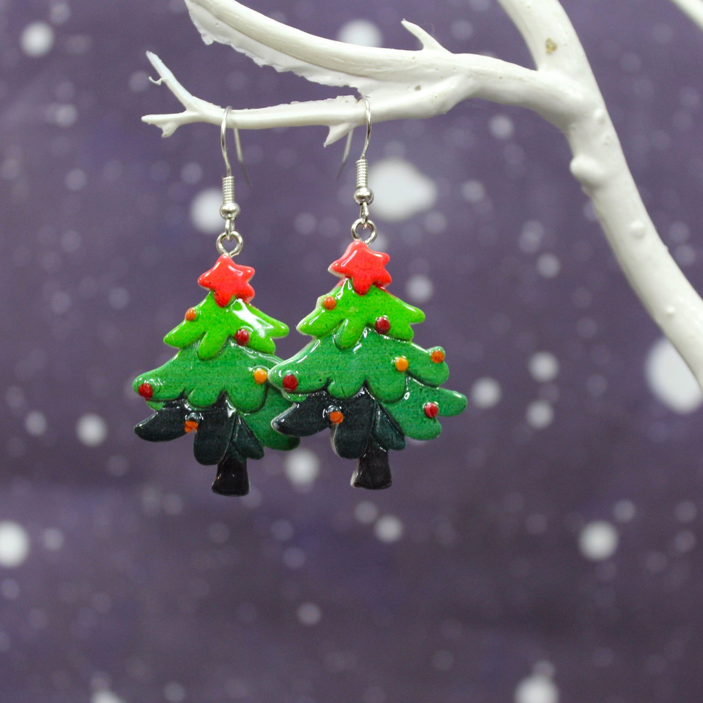 Christmas Tree Dangle Earrings, Festive Holiday Jewelry, Winter Accessories, Secret Santa Gift, Stocking Filler, End of Term Gift,