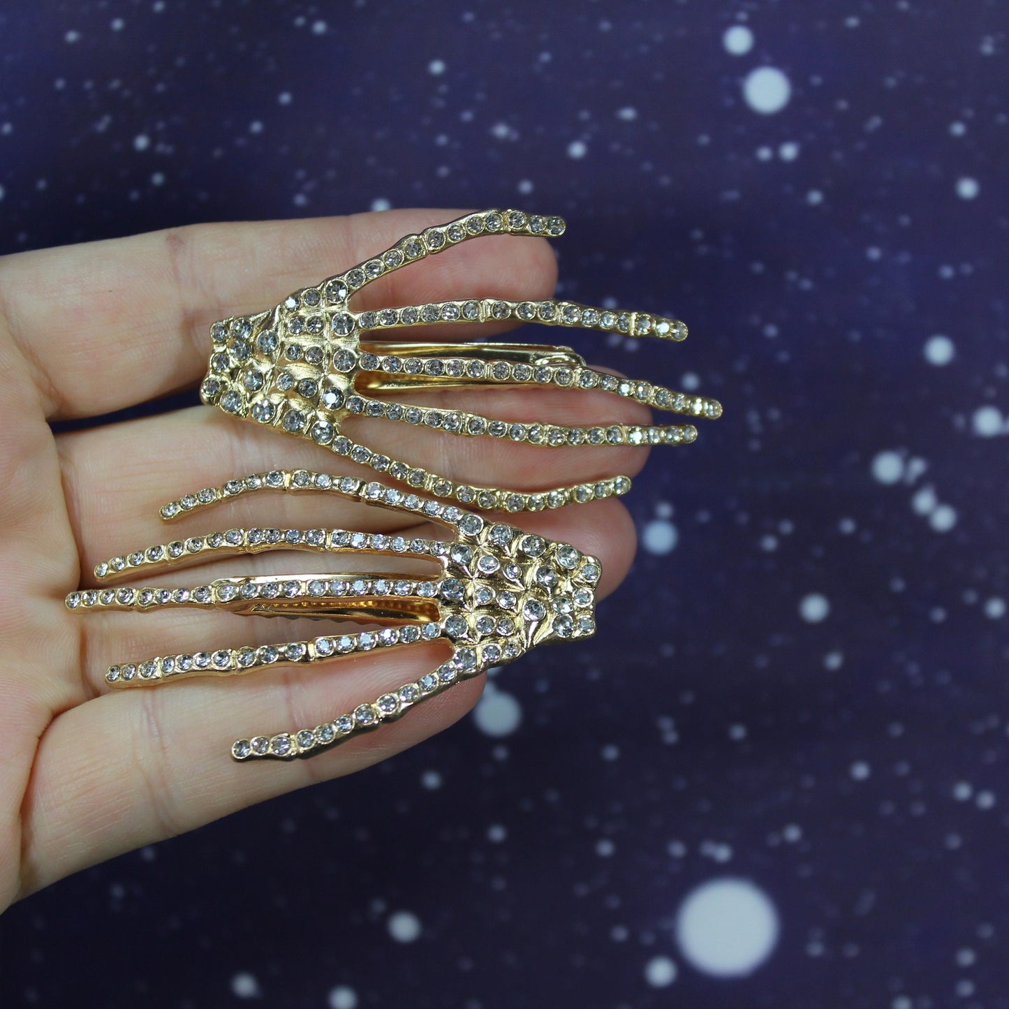 Skeleton Bone Hands Hair Clips,  Rhinestone Alligator Hair Clips, Spooky Hair Clip, Ghost Skeleton Hair Clip, Pair of Hair Clips, Cosplay