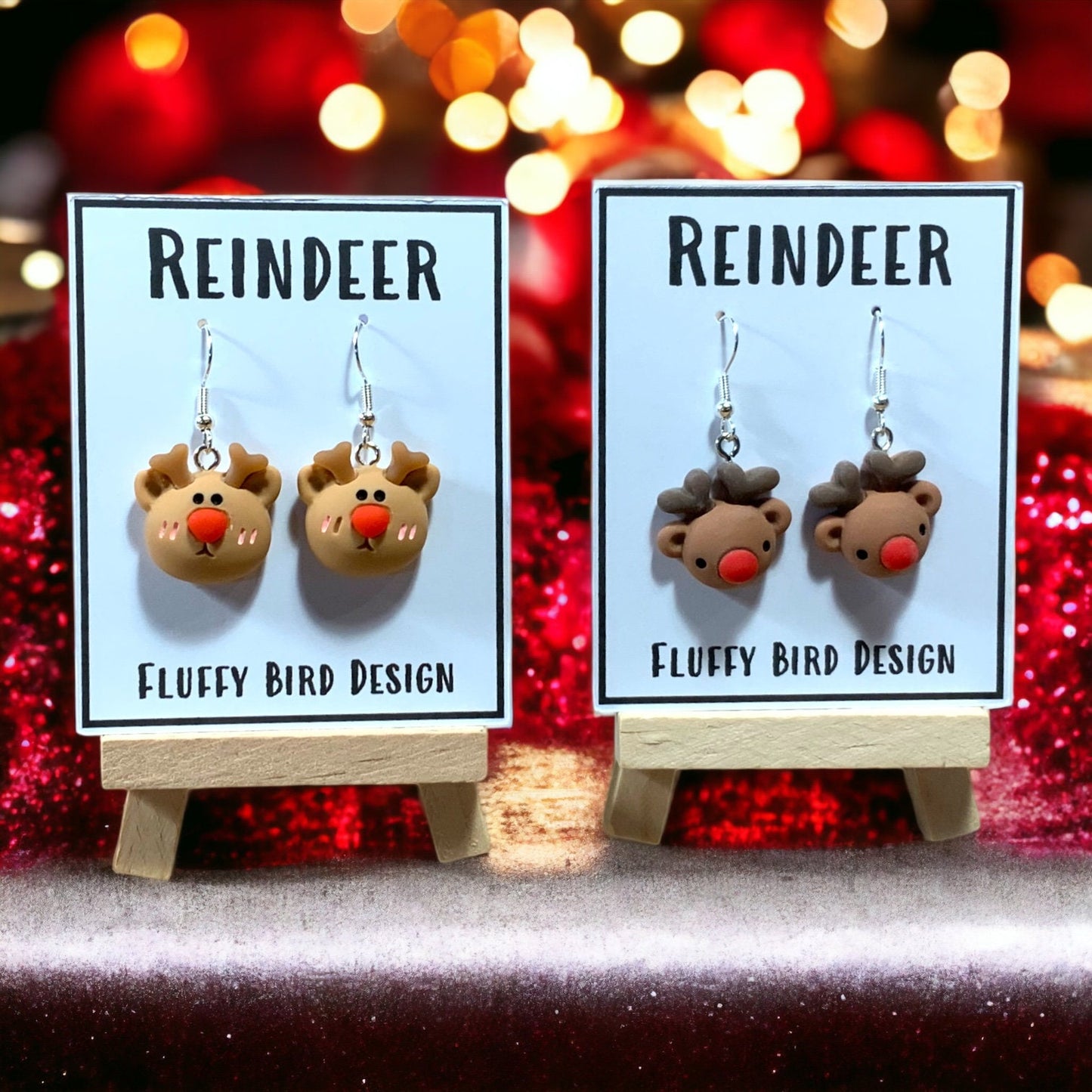 Reindeer Earrings - Cute Dangle Earrings for the Holiday, Rudolph Dangle Earrings for Xmas, Christmas Reindeers, Stag Earrings