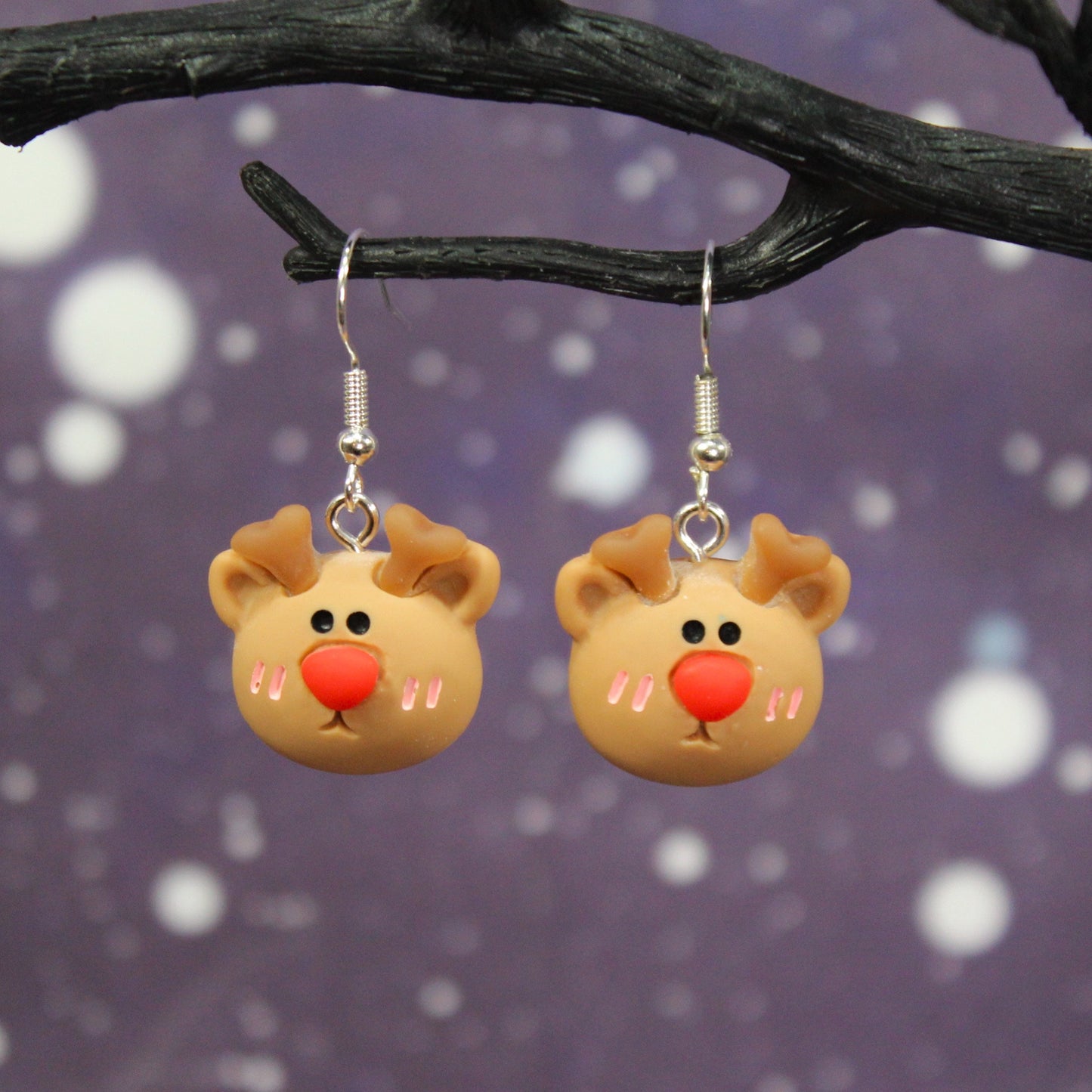 Reindeer Earrings - Cute Dangle Earrings for the Holiday, Rudolph Dangle Earrings for Xmas, Christmas Reindeers, Stag Earrings