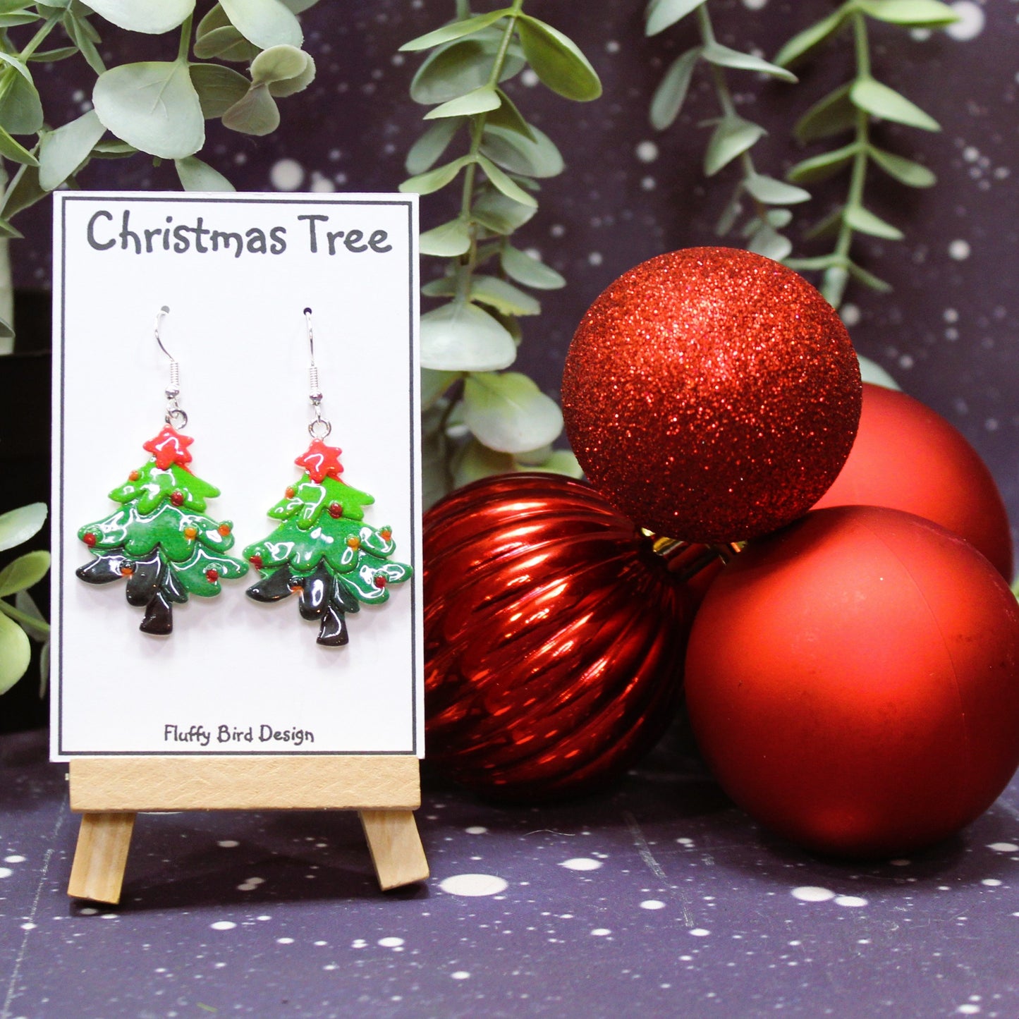 Christmas Tree Dangle Earrings, Festive Holiday Jewelry, Winter Accessories, Secret Santa Gift, Stocking Filler, End of Term Gift,