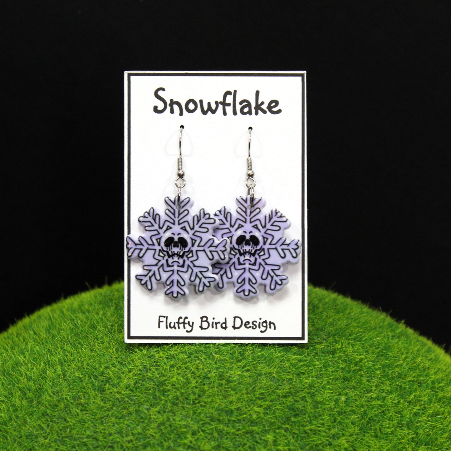 Snowflake Skull Dangle Earrings, Spooky Snowman Earrings, Goth Christmas Earrings, Stocking Filler, Secret Santa Gift, Spooky Christmas