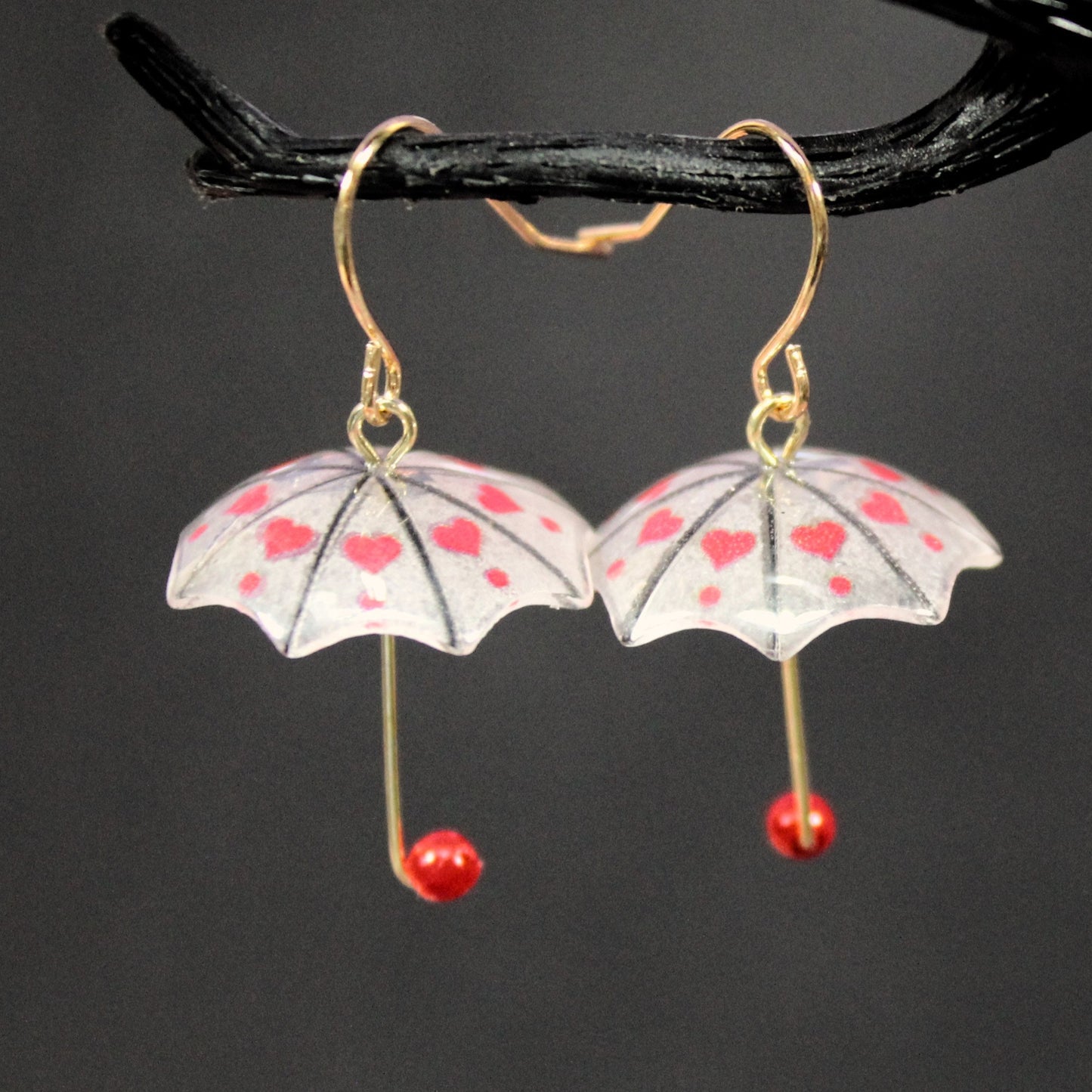 Umbrella Earrings, Acrylic Umbrella Gold Earrings, Heart Umbrellas, Kawaii Umbrella Earrings, Winter, Festival Party Earrings