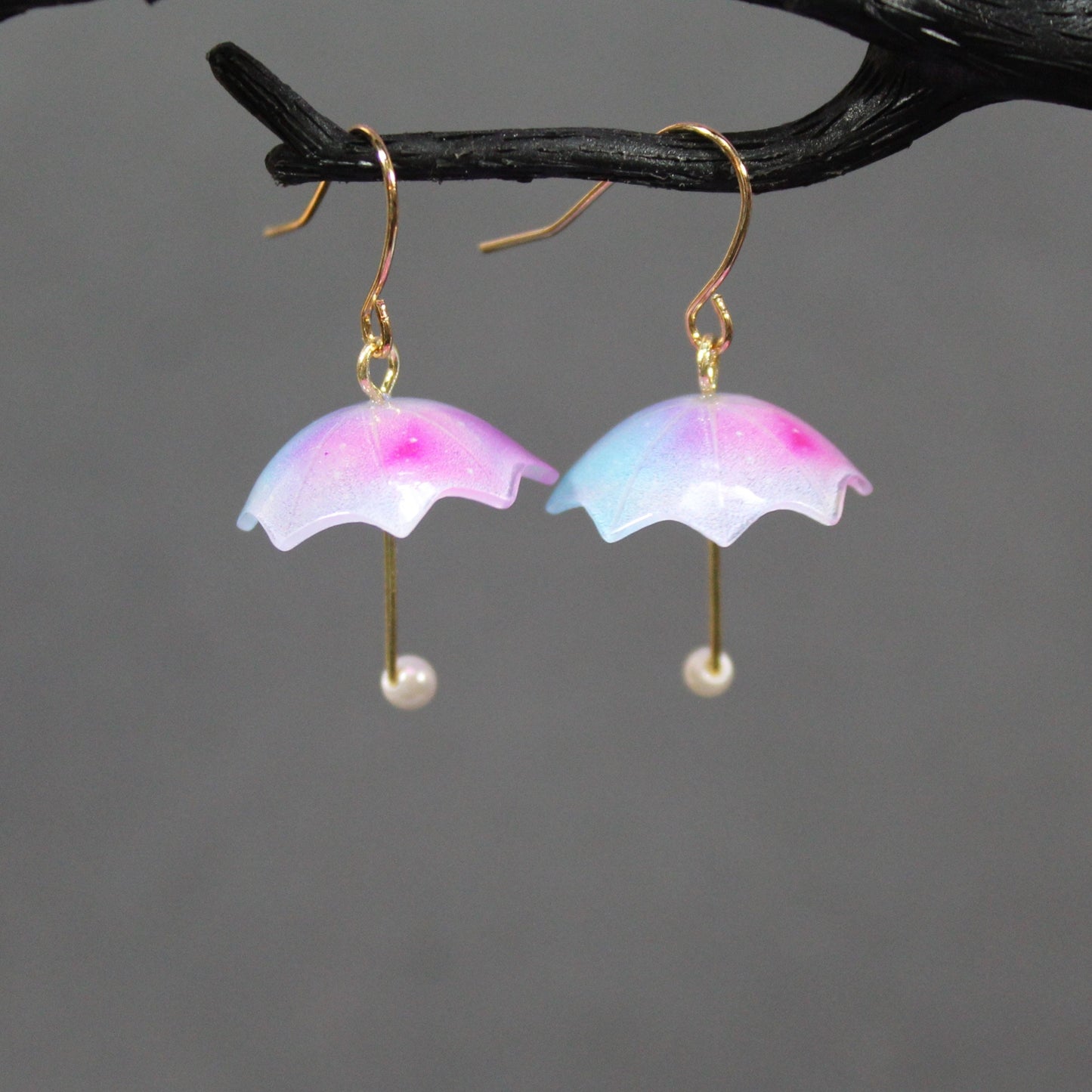 Umbrella Earrings, Acrylic Umbrella Gold Earrings, Heart Umbrellas, Kawaii Umbrella Earrings, Winter, Festival Party Earrings