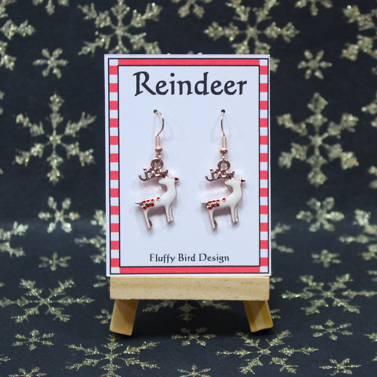 Reindeer Dangle Earrings, Stag Earrings, Festive Jewellery, Christmas Gift, Teacher Gift, Christmas Earrings, Elegant Xmas Earrings