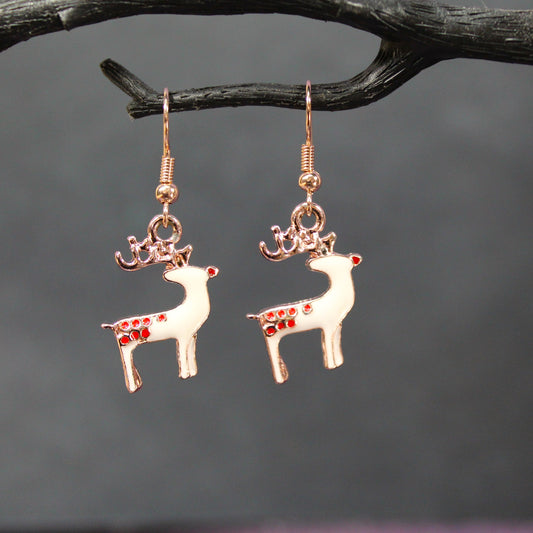 Reindeer Dangle Earrings, Stag Earrings, Festive Jewellery, Christmas Gift, Teacher Gift, Christmas Earrings, Elegant Xmas Earrings