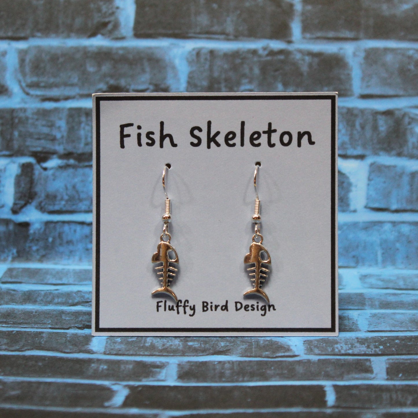 Fishbone Dangle Earrings, Fish Skeleton Stud Earrings, Fish Lovers Gift, Silver Fish Earrings, Marine Life Earrings