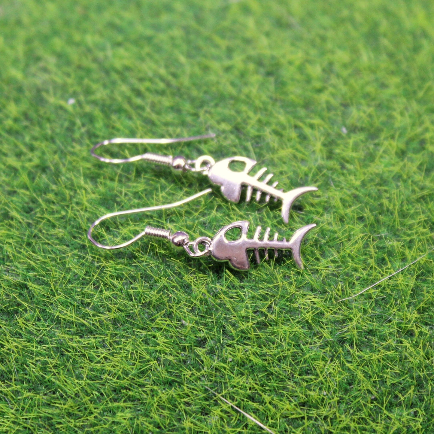 Fishbone Dangle Earrings, Fish Skeleton Stud Earrings, Fish Lovers Gift, Silver Fish Earrings, Marine Life Earrings