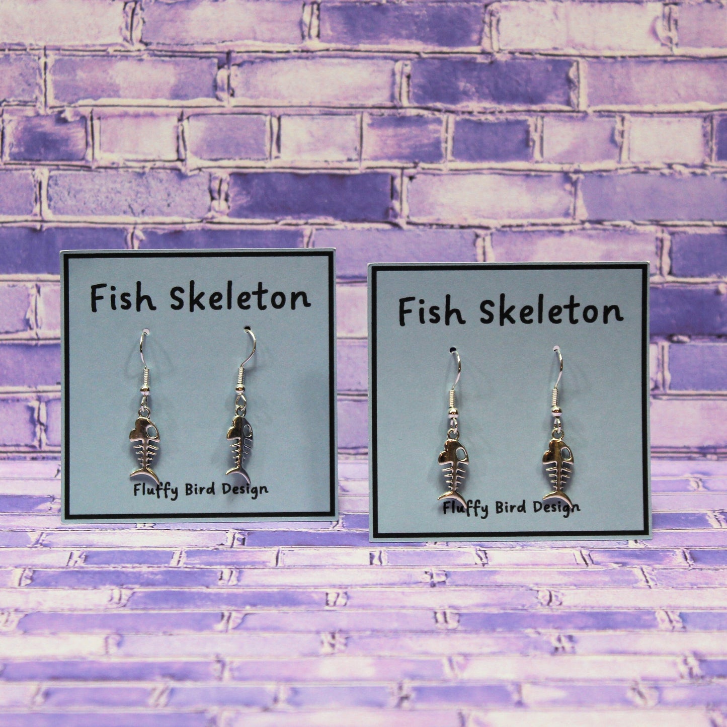 Fishbone Dangle Earrings, Fish Skeleton Stud Earrings, Fish Lovers Gift, Silver Fish Earrings, Marine Life Earrings