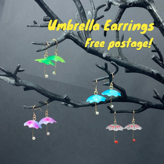 Umbrella Earrings, Acrylic Umbrella Gold Earrings, Heart Umbrellas, Kawaii Umbrella Earrings, Winter, Festival Party Earrings