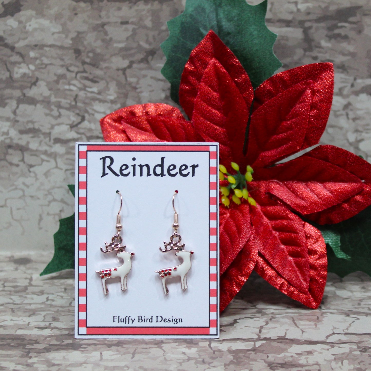 Reindeer Dangle Earrings, Stag Earrings, Festive Jewellery, Christmas Gift, Teacher Gift, Christmas Earrings, Elegant Xmas Earrings