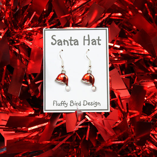 Santa Hat, Christmas Hat Dangle Earrings, Festive Christmas Jewellery, Festive Accessories, Stocking Filler, Xmas Gift